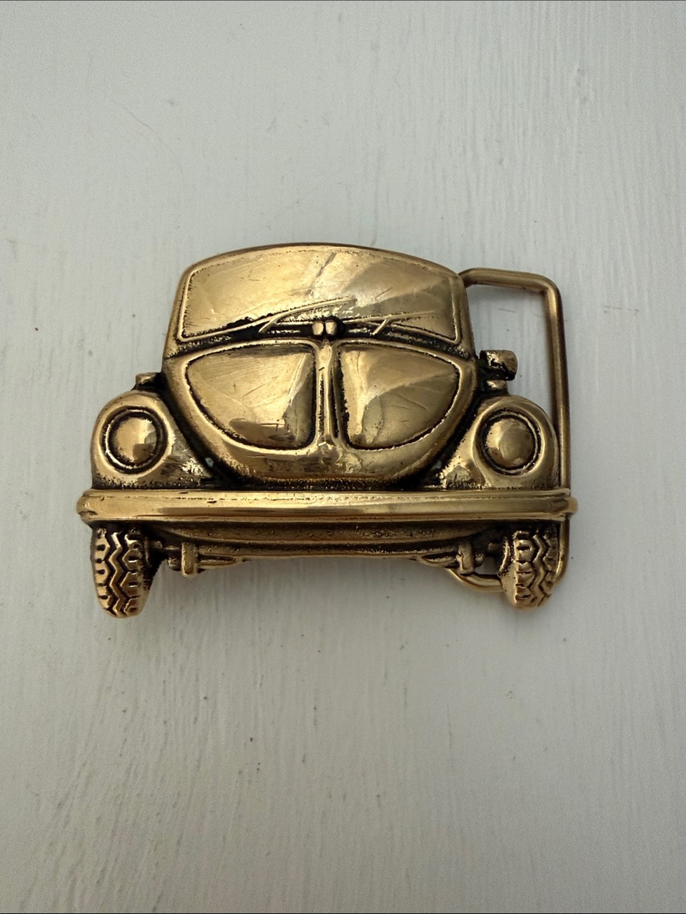 Vintage Beetle Car Solid Brass Belt Buckle